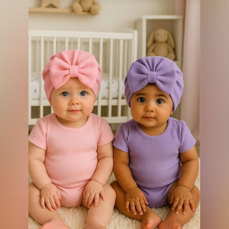 Бебешка шапка тип тюрбан 0-6 месеца
