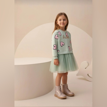 Рокля сърца в зелено