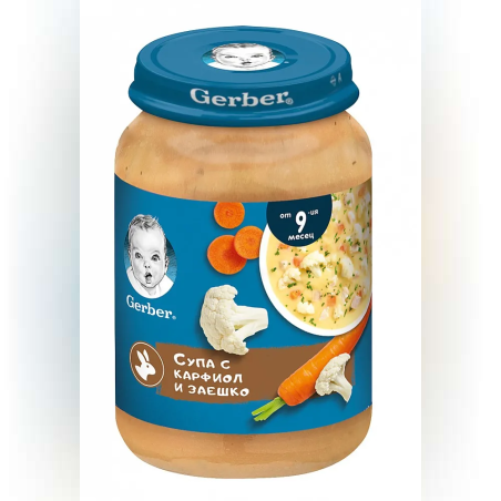 GERBER Супа с карфиол и заешко 9м. 190г