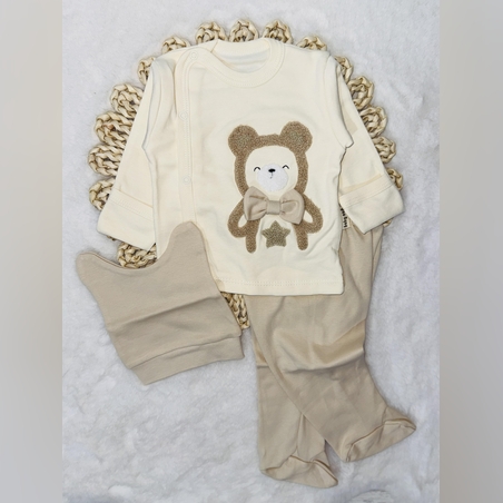 Комплект за новородено Мече в бежаво