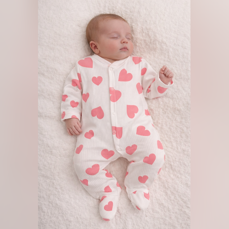 Ромпър на големи розови сърца