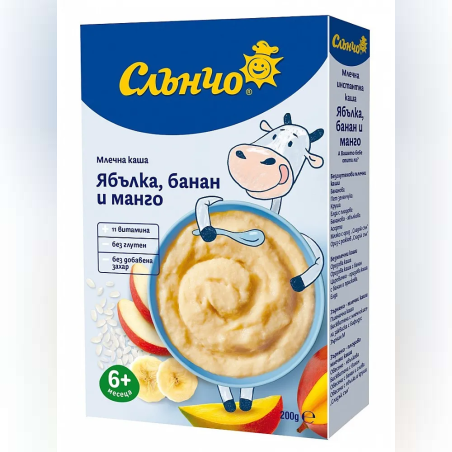 Слънчо Млечна каша с банан, ябълка и манго