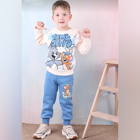 Ватиран комплект Том и Джери в синьо