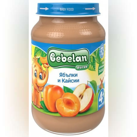 BEBELAN Пюре от ябълки и кайсии 4м. 190г