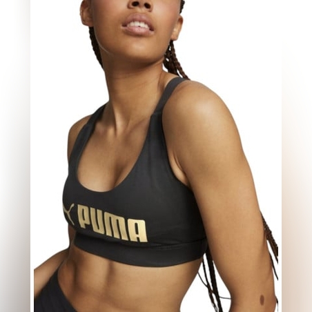 PUMA Fit Mid Impact Training Bra Black/Gold