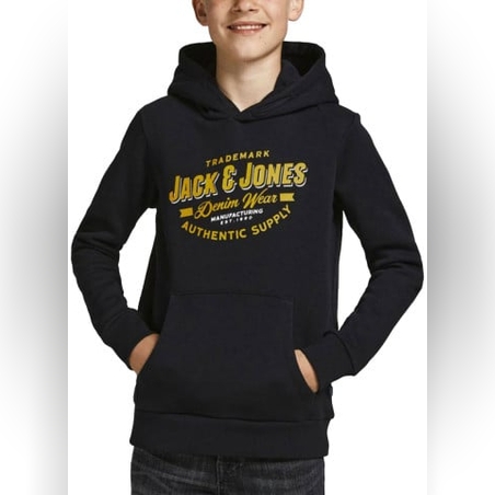 JACK&JONES Logo Hoodie Black Jr