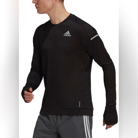 ADIDAS Cooler Long Sleeve Running Sweatshirt Black