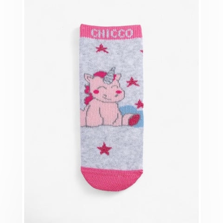 CHICCO 1-Pair Girls Unicorn Socks Grey/Pink