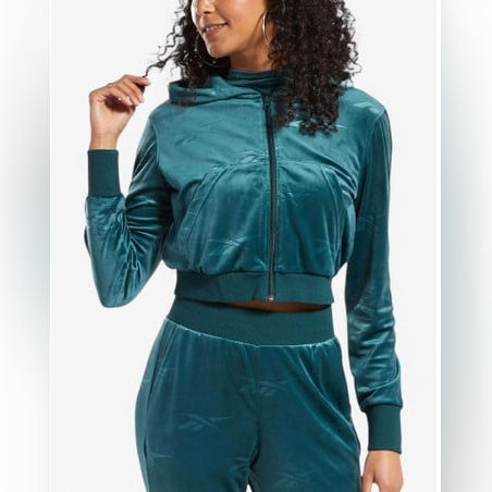 REEBOK Classics Energy Q4 Velour Full-Zip Hoodie Teal