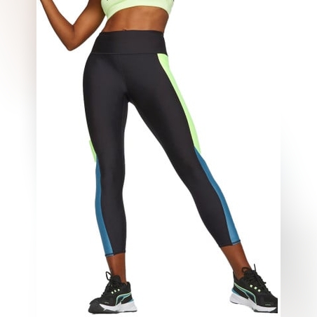PUMA Fit High Waist Training Leggings Black/Neon Green
