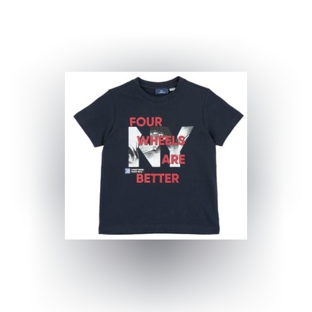 CHICCO Boys Four Wheels Are Better Tee Dark Blue
