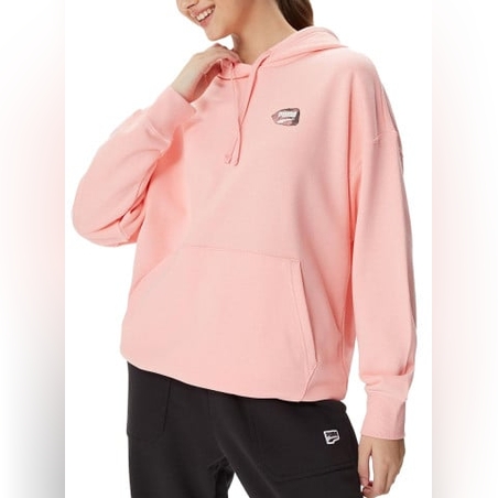 PUMA Downtown Oversized Graphic Hoodie Pink