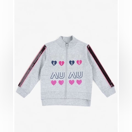 CHICCO Girls Full-Zip Track Top Light Grey/Pink