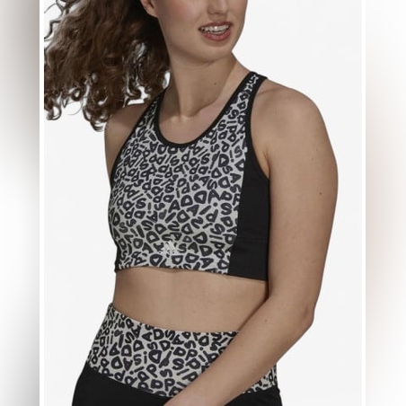 ADIDAS x Farm Rio Aeroready 3-Stripes Print Sports Crop Top Black