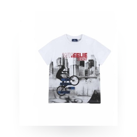 CHICCO Boys Wheelie Sunday Tee White Printed