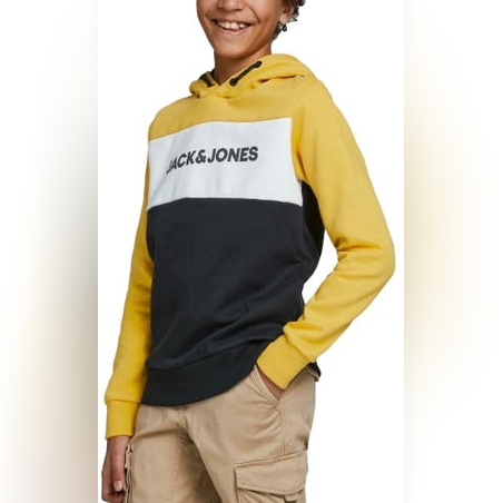 JACK&JONES Logo Blocking Hoodie Yellow/Black