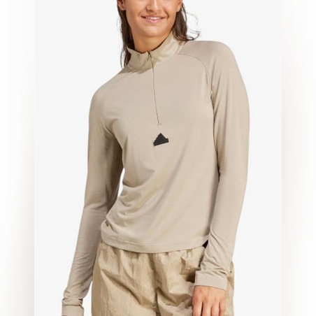 ADIDAS City Escape Quarter-Zip Blouse Beige