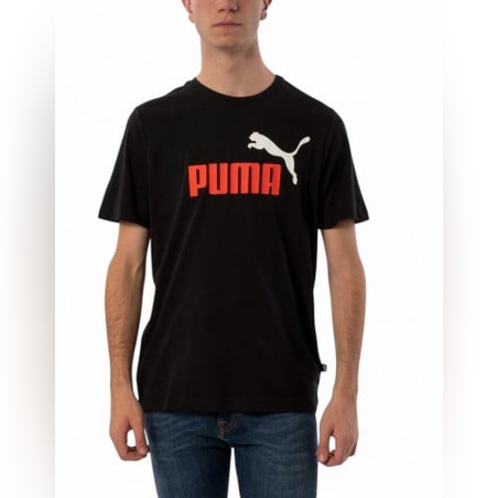 PUMA Essentials+ Two-Tone Logo Tee Black