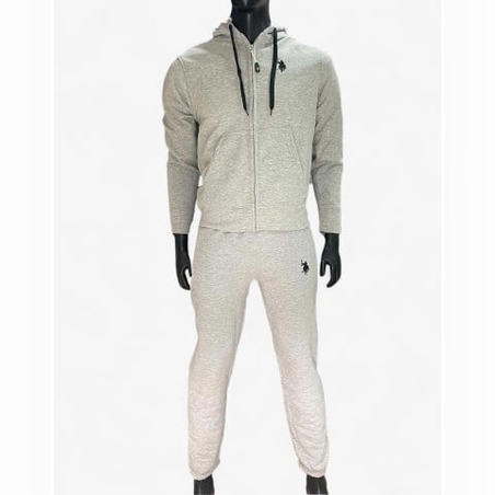 US POLO Full Zip Hooded Tracksuit Grey
