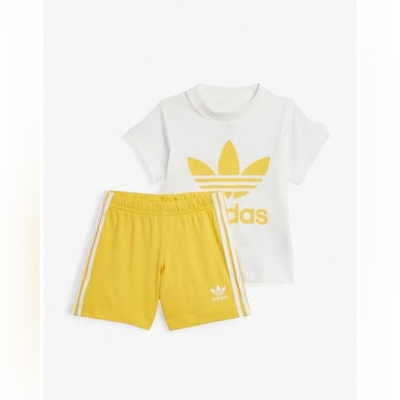ADIDAS Originals Trefoil Shorts Tee Set White/Yellow