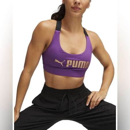 PUMA Fit Mid Impact Training Bra Purple