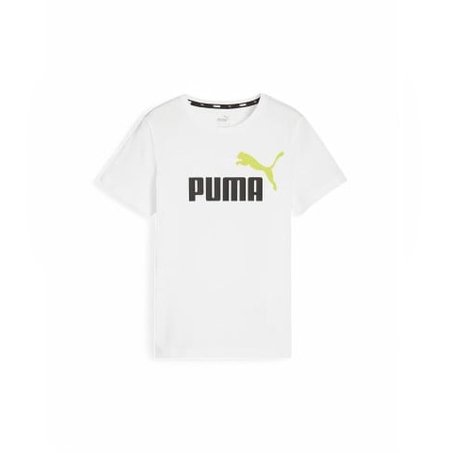 PUMA Essentials+ Two-Tone Logo Tee White/Lime