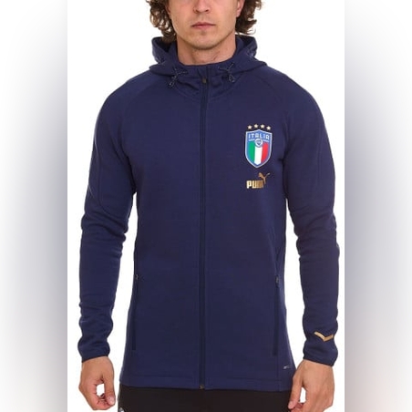 PUMA x Italy FIGC Coach Hooded Training Jacket Blue