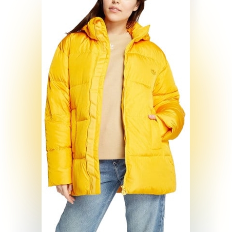 ADIDAS Originals Down Puffer Side Stripe Jacket Yellow