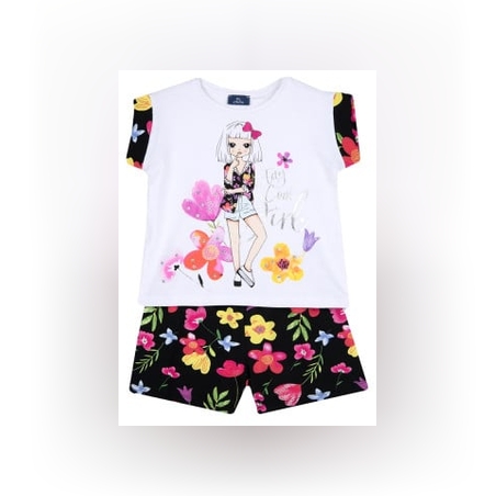 CHICCO Girls Shorts And Tee Set White/Black