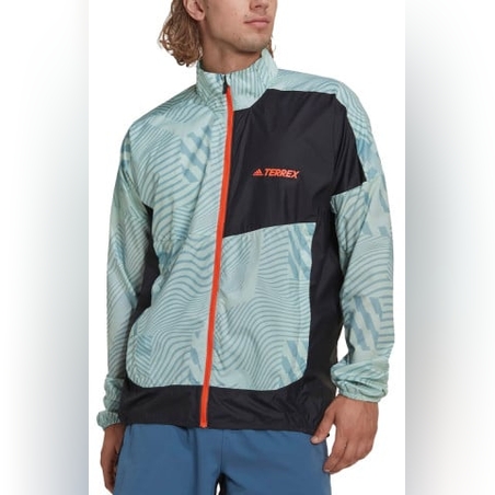 ADIDAS Terrex Trail Running Printed Wind Jacket Green