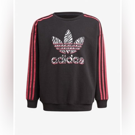ADIDAS Graphic Print Crew Sweatshirt Black/Pink