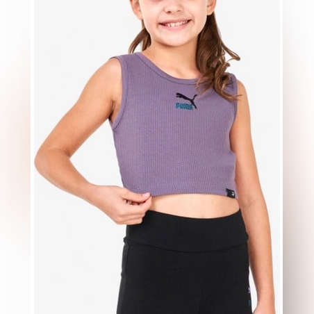 PUMA Classics Cropped Ribbed Tank Purple G