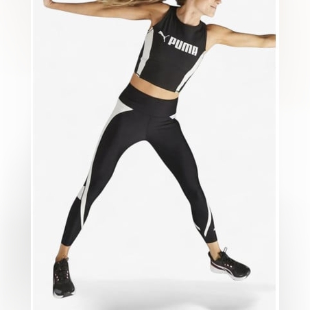 PUMA Fit High-Waisted 7/8 Colorblock Leggings Black/White