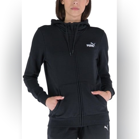 PUMA Essentials+ Embroidery Full-Zip Hoodie Black