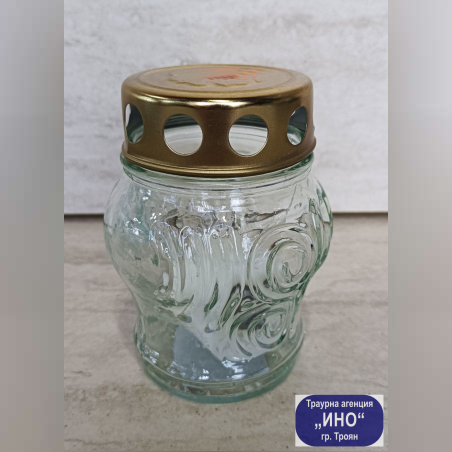 Свещник за дългогоряща свещ бяло стъкло