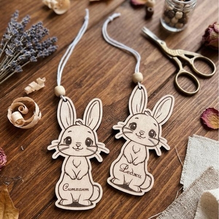 Персонализирано дървено зайче-момче