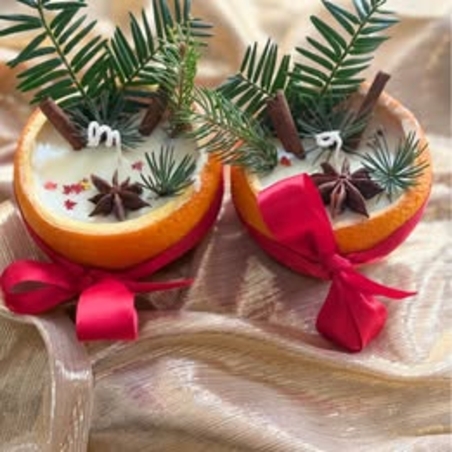 🍊 Коледна масажна свещ „Зимна портокалова магия“