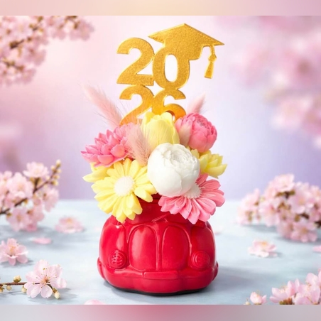 3D количка аранжирана със сапунени цветя идеален подарък за всеки повод