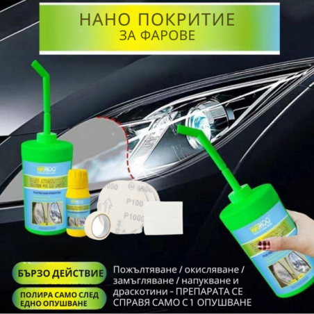 Комплект за нано покритие и възстановяване на фарове