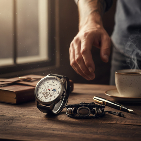 Мъжки часовник с големи цифри и подаръчна гривна – стил и практичност в готов комплект