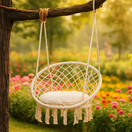 Висяща градинска люлка бяла