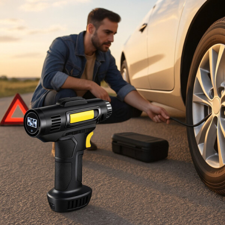 Безжичен дигитален компресор за автомобил за бързо и удобно напомпване на гуми