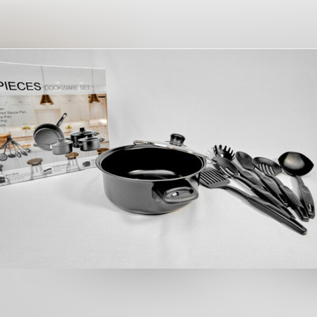 Комплект съдове за готвене 13 части с незалепващо покритие, подходящ за индукционни котлони и печки