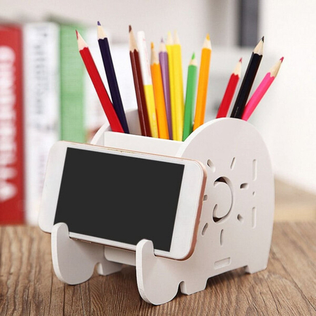 Органайзер за бюро във формата на слон – за химикалки и телефон
