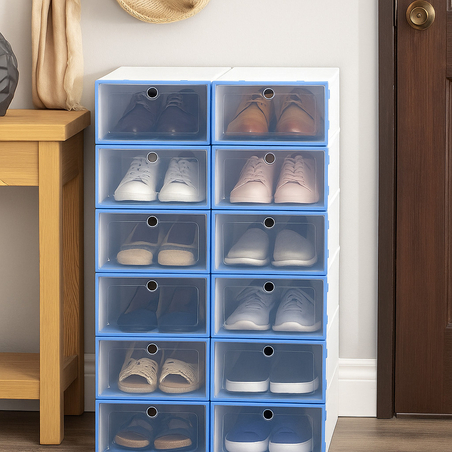 Комплект 12 кутии за съхранение SHOEZY – повече ред, повече място и нулев хаос у дома