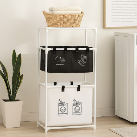 Мултифункционален органайзер за дрехи с 3 кошници и 3 рафта