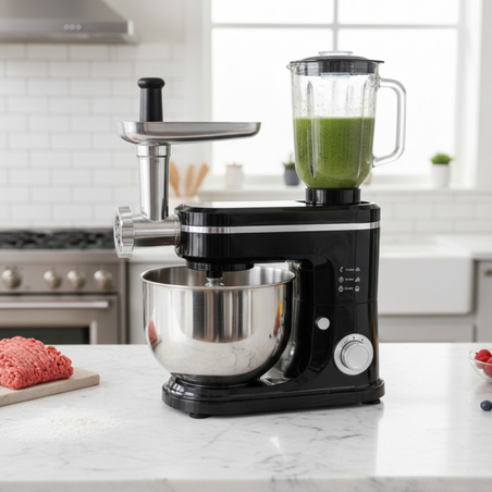 Кухненски робот Michelino 3в1 с планетарен миксер, блендер и месомелачка за лесно и бързо готвене