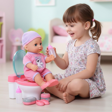 Пишкащо бебе Tutu Love с пееща тоалетна – забавна играчка, която учи децата на полезни навици