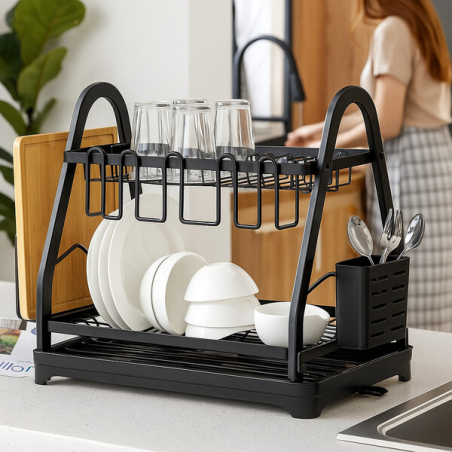 Пластмасов елегантен сушилник за съдове на две нива
