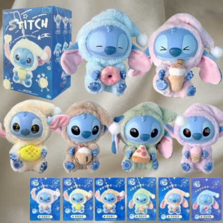 Miniso Stitch фигурка в пижама 15 см – колекционерска играчка с вървичка за закачане, различни дизайни